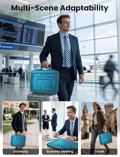 DOMISO Laptop Hard Case 17-17.3 inch Waterproof Shockproof Hard Shell Laptop Sleeve with Handle & Storage Pocket, Compatible with MacBook, HP, Dell, Teal - color: Teal, size: 17.3 inch