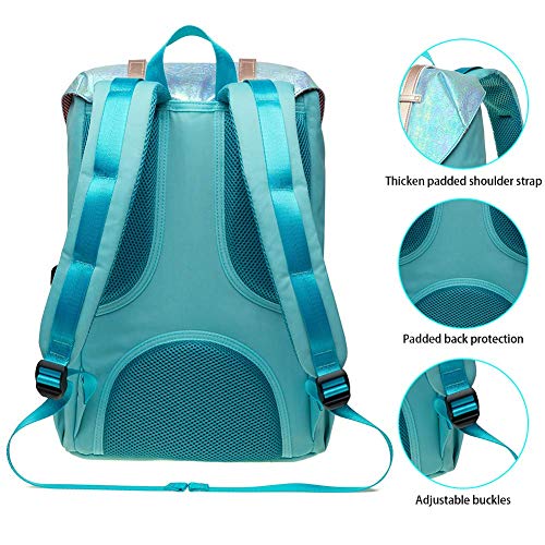KAUKKO Laptop Outdoor Backpack Traveling Daypack Hiking Rucksack Large Capacity Bag Fits 15.6"(5-14-Fairy bluegreen-NEW) - color: 5-14-fairy Bluegreen-new
