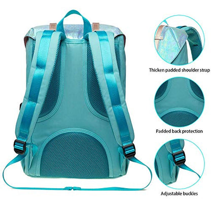 KAUKKO Laptop Outdoor Backpack Traveling Daypack Hiking Rucksack Large Capacity Bag Fits 15.6"(5-14-Fairy bluegreen-NEW) - color: 5-14-fairy Bluegreen-new