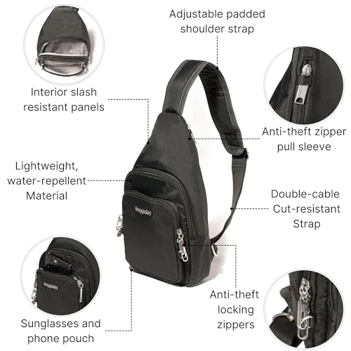 Baggallini Securtex Anti-Theft Daytripper Sling - color: Charcoal