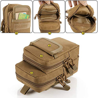FRTKK 2 Pack Molle Pouches - Tactical Compact Water-Resistant EDC Pouch Bag Small Utility Pouch - color: 2 Pack-ACU 2