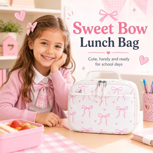 LEDAOU Lunch Box Kids Insulated Lunch Bag Girls Boys Toddler Reusable Lunchbox for School Picnic Hiking (Bow Tie) - color: Bow Tie