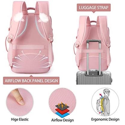 Lubardy Travel Backpack for Men Women 17 Inch Flight Approved Carry on Backpack Waterproof Large 40L Luggage Daypack Business College Weekender Overnight Laptop Backpack with 3 Packing Cubes, Pink - color: Pink(backpack With 3 Packing Cubes)