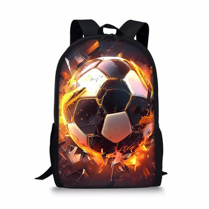 3PCS Soccer Backpack Set, 16" Lightweight Football Daypack, Soccer Ball Print Casual Laptop Backpack for Travel Camping Work (style-6) - color: Style-6