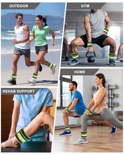 Fragraim Adjustable Ankle Weights 1-3/4/5/6/8/10/12/15/20 LBS Pair with Removable Weight for Jogging, Gymnastics, Aerobics, Physical Therapy - color: Green, style: 2 lbs each( 4 lbs pair)