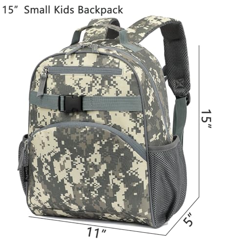 FlowFly Kids Backpack for Toddler Boys Girls, Simple Lightweight Bookbag for Daycare Kindergarten Elementary School Travel, Small Modern Bag (Medium 15''), Digital Camo - color: Digital Camo, style: Kids Medium: 12l
