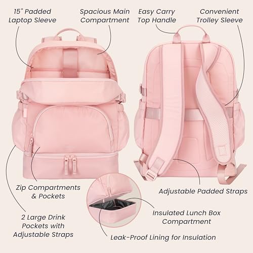 Bentgo 2-in-1 Adult Backpack & Insulated Lunch Bag - color: Soft Blush