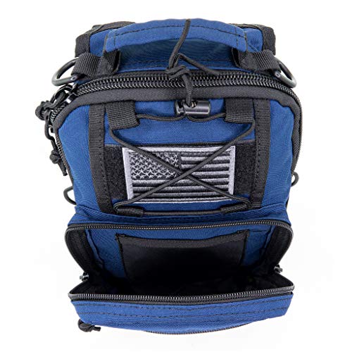 LINE2design First Aid Sling Backpack - Lightweight Sling Backpack Tactical Shoulder EDC Bag - EMS Equipment Emergency Medical Supplies Shoulder Molle Bag - Perfect for Camping Hiking Trekking - Navy