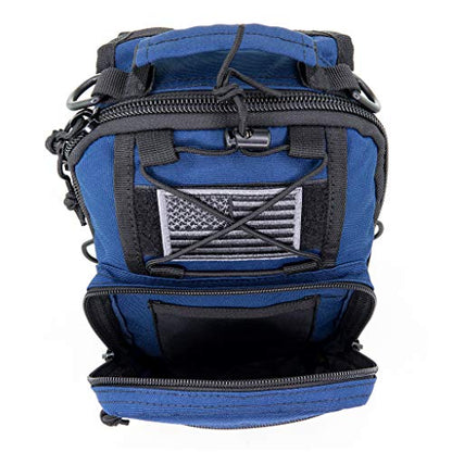 LINE2design First Aid Sling Backpack - Lightweight Sling Backpack Tactical Shoulder EDC Bag - EMS Equipment Emergency Medical Supplies Shoulder Molle Bag - Perfect for Camping Hiking Trekking - Navy