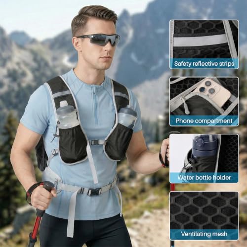 ShowyLive Lightweight Travel Backpack, Small Hiking Backpack Breathable for Cycling Trail Running Hiking - color: Black, size: 10L