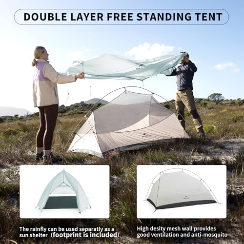 Naturehike Cloud Up 1 Person Tent, Lightweight Backpacking Tents for One Man, Waterproof Ultralight One Person Tent for Camping Hiking Backpacking - color: Light Gray
