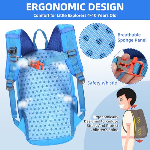 10L Kids Hiking Backpack, Small Waterproof Travel Daypack for Camping, Lightweight Pack for Boys or Girls Ages 4-12 (Blue) - color: Blue