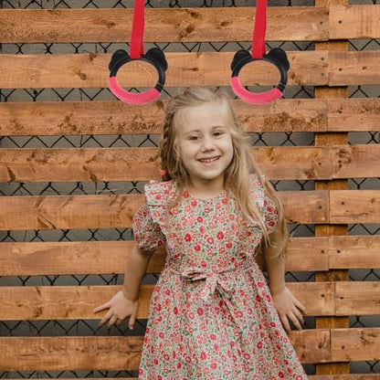 Happyyami ’s Adjustable Gymnastics Rings Set with Sturdy Plastic Rings and Adjustable Straps, 2 Pairs (1m Blue and Red), Indoor Fitness Equipment for Pull-ups and Gymnastics Training at Home
