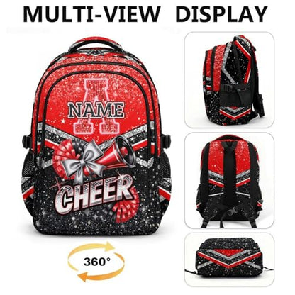 Personalized Girls Backpack Custom Cheers Backpacks, 17 Inch Large Capacity Initial Schoolbag for Kindergarten Middle School Travel - color: Red