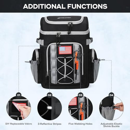 Maelstrom 35/50 Can Insulated Backpack Cooler, Leakproof Soft Lunch Ice Bag - color: Black, size: 35 Can