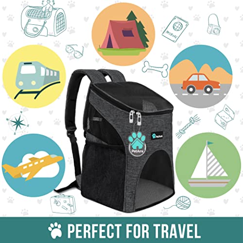 PetAmi Cat Backpack Carrier, Airline Approved Pet Carrier Backpack for Small Dogs and Large Cats, Soft Sided Collapsible Ventilated with Sherpa Bed for Hiking Travel, Max 18 lbs, Heather Charcoal - color: Heather Charcoal