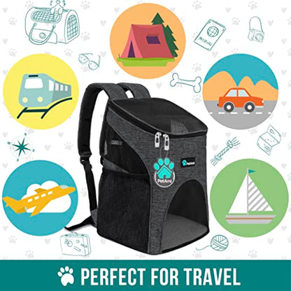 PetAmi Cat Backpack Carrier, Airline Approved Pet Carrier Backpack for Small Dogs and Large Cats, Soft Sided Collapsible Ventilated with Sherpa Bed for Hiking Travel, Max 18 lbs, Heather Charcoal - color: Heather Charcoal