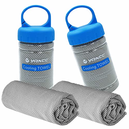 YQXCC 2 Pack Cooling Towels (47"x12"), Ice Cool Neck Towel, Soft Breathable Microfiber for Yoga, Golf, Gym, Running, Camping & Hot Weather - color: 2*light Gray