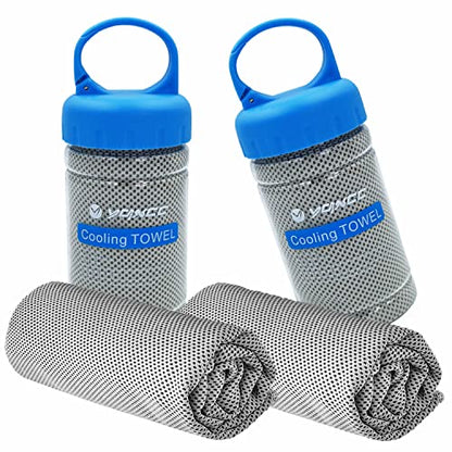 YQXCC 2 Pack Cooling Towels (47"x12"), Ice Cool Neck Towel, Soft Breathable Microfiber for Yoga, Golf, Gym, Running, Camping & Hot Weather - color: 2*light Gray