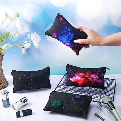 Reginary 20 Pcs Makeup Bags Gifts for Women Canvas Cosmetic Bags with Zipper Bulk Gift for Women Travel Purse Organizer Pouch Accessory, Toiletry Large Capacity, 7 x 4.3 Inch(Starry Sky) - style: Starry Sky