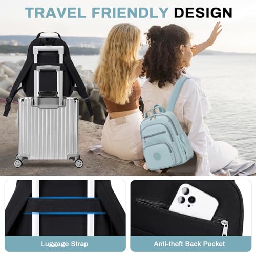 Sisipoet Mini Backpack for Women, 2pcs Small Backpack for Ladies Bookbag Purse for Women with Handy Wallet and Luggage Strap, Black - color: Black
