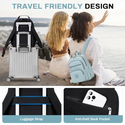Sisipoet Mini Backpack for Women, 2pcs Small Backpack for Ladies Bookbag Purse for Women with Handy Wallet and Luggage Strap, Black - color: Black
