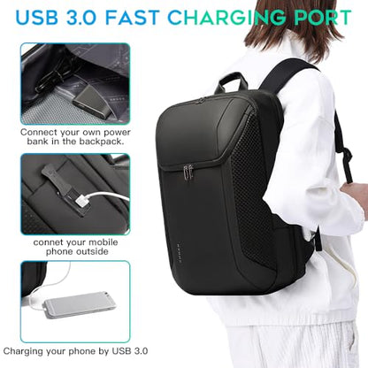 BANGE Smart Business Laptop Backpack Waterproof can fit 15.6-17.3 Inch Laptop with 3.0 USB charging port for men and women - color: Black