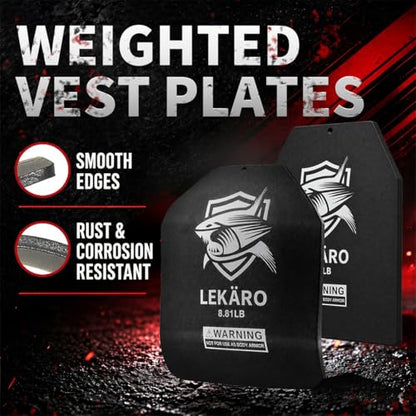 Weighted Vest Plates Set, Curved Front and Flat Back Weight Plates, 9.8 x 11 Inch, Ergonomic for Men and Women, Rust Resistant, CrossFit, Murph, Rucking, Strength Training - color: 8.81LB