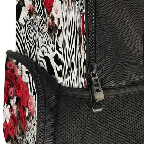 Supdreamc Rucksacks Lightweight Multipurpose Anti-Theft Cheetah Leopard Zebra Print Floral Black And White Shoulder Bag Big Capacity Laptop Book Bag Rucksack With Padded Straps - color: Pattern 421
