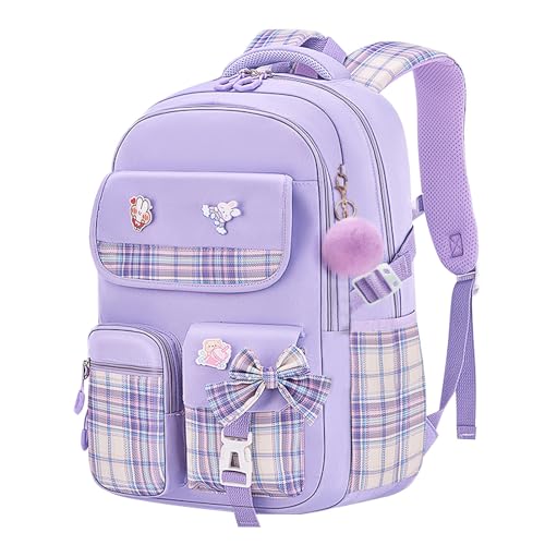 Girls Backpack Kids Backpack for Girls School Kawaii Bookbag Book Bag for Elementary Primary School - color: Purple-gz