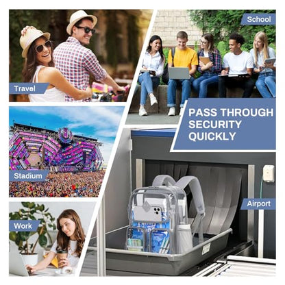 Clear Backpacks for School Heavy Duty Clear Bookbag Stadium Events Transparent Back Pack Kids, Grey - color: Grey