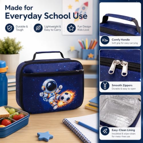LEDAOU Lunch Box Kids Insulated Lunch Bag Boys Girls Toddler Reusable Lunchbox for School Picnic Hiking (Astronaut pattern) - color: Astronaut pattern