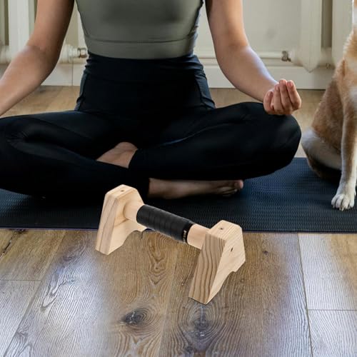 Abaodam Wooden Push up Bars Parallettes Pushup Handles Beech Wood Handstand Bars 30cm Pair Calisthenics Equipment for Men Women Floor Workout Strength Training