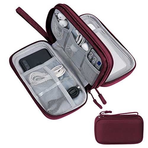 Skycase Electronic Organizer Travel Case - Waterproof Travel Cord Pouches for Organization, Cable Organizer, All-in-One Double Layers Storage Bag for Accessories, Charger, Cable, Red - Medium - color: Red, size: Medium