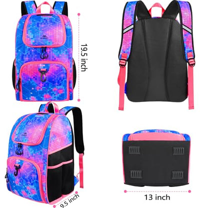MATEIN Basketball Bag, Sturdy Soccer Bag with Ball Holder & Shoe Compartment, Large Basketball Backpack for Training Equipment, Water Resistant Sports Ball Backpack Fits Volleyball Football, Colorful - color: Pink - Large