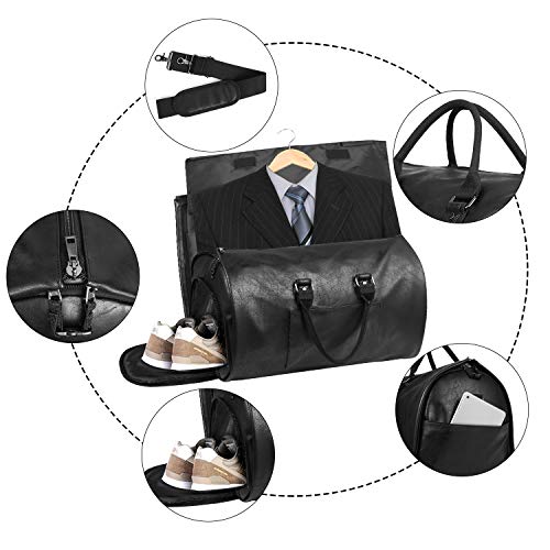 seyfocnia Convertible Travel Garment Bag,Carry on Garment Duffel Bag for Men Women - 2 in 1 Hanging Suitcase Suit Business Travel Bag - color: black2