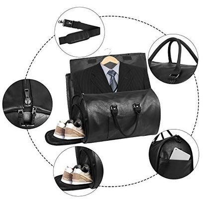 seyfocnia Convertible Travel Garment Bag,Carry on Garment Duffel Bag for Men Women - 2 in 1 Hanging Suitcase Suit Business Travel Bag - color: black2