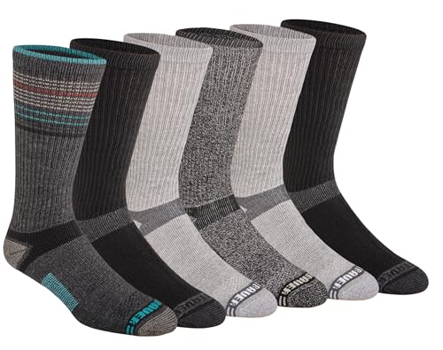 Eddie Bauer Men's Dura Dri Moisture Control Crew Socks (6 & 12 Packs) - color: Boot Length Fashion Black Assorted (6 Pairs)