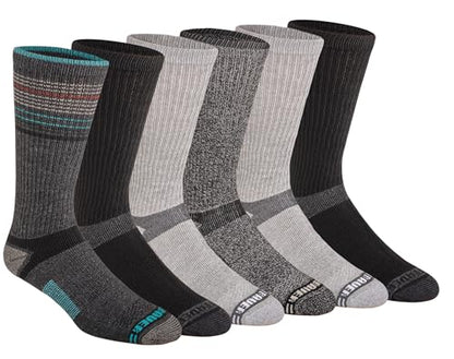 Eddie Bauer Men's Dura Dri Moisture Control Crew Socks (6 & 12 Packs) - color: Boot Length Fashion Black Assorted (6 Pairs)
