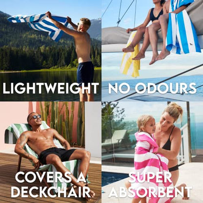 Dock & Bay Customized Beach Towel - Quick Dry, Sand Free - Compact, Lightweight - 100% Recycled - Includes Bag - Cabana - Bondi Blue - Large - color: Cabana - Bondi Blue, size: Large - Customize (160x90cm, 63x35")
