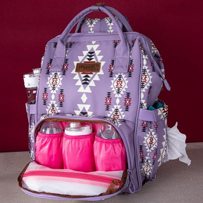 Montana West Wrangler Diaper Bag Backpack Aztec Callie Bag Travel Backpack Purses Western Multi-Function Baby Bags for Mom - color: Purple