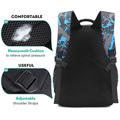 School Backpack for Boys, Elementary School Bag College Bookbag Lightweight Laptop Bag with Sling Bag Set, Kids Skateboard Backpack Casual Daypack, Blue - style: Skateboard-blue3
