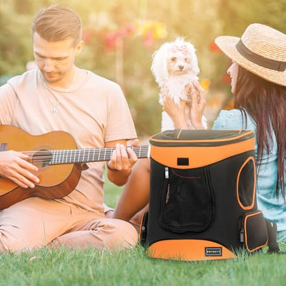 Petsfit Dog Backpack Carrier with Upgrade Waist Cushion Design to Better Fit The Waist, Suitable for Small and Medium Dogs Cats, and Rabbits up to 18 Pounds - color: AOrange