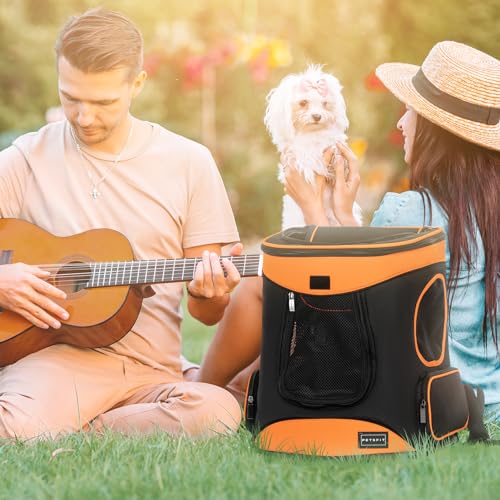 Petsfit Dog Backpack Carrier with Upgrade Waist Cushion Design to Better Fit The Waist, Suitable for Small and Medium Dogs Cats, and Rabbits up to 18 Pounds - color: AOrange