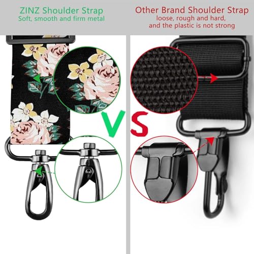ZINZ 79 inch Shoulder Strap, Extra-thick Fixed Cushion Pad and Dual Clasps Universal Replacement Strap with Metal Swivel Hooks for Laptop Bags, Luggage Bags, Camera, Crossbody (200cm,Dark Rose) - color: Dark Rose