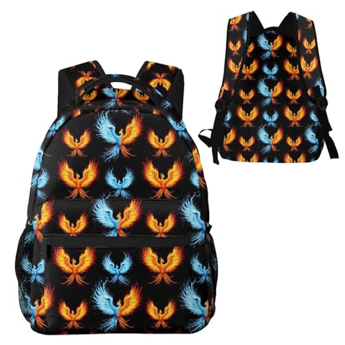 Multi Purpose Gym Backpack Cool Water Ice Fire Flame Bird Black, Casual Daypack with Inner Pocket and Mesh Side Pockets for Sports and Weekend Trips - color: Pattern (260)