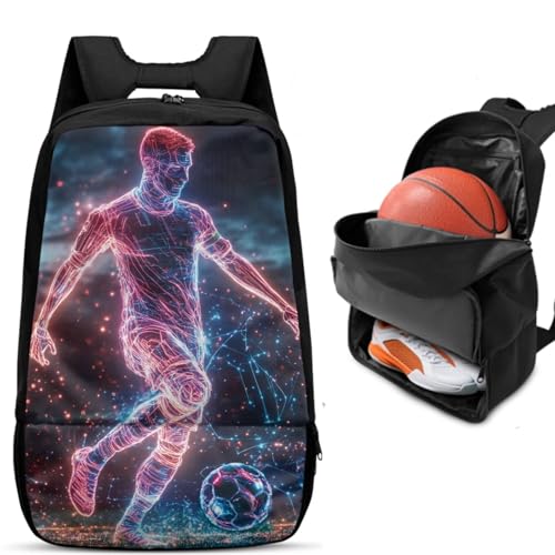 Basketball Backpack With Separate Ball Compartment And Shoes Fit Basketball Volleyball Football - color: Star Football