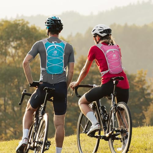 Lightweight Hydration Backpack with 2L Water Bladder for Men Women, Small Water Backpacks Running Vest for Hiking - color: Pink