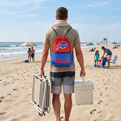 FOCO Buffalo Bills Big Logo Drawstring Backpack with Zippered Pocket – Limited Edition Bills Bag – NFL Gear – Show Your Team Spirit with Officially Licensed Baltimore Ravens Fan Gear - color: Buffalo Bills