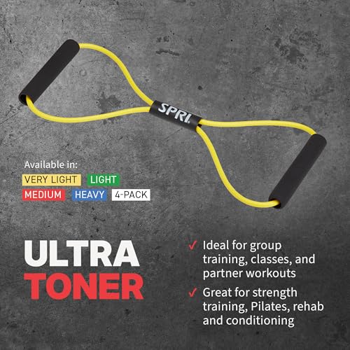 SPRI Ultra Toner Figure 8 Resistance Band with Padded Handles Great for Stretch, Exercise, Fitness Training, Yoga, Resistance Weights, Therapy, Gym or Home Workout Equipment. - style: Heavy